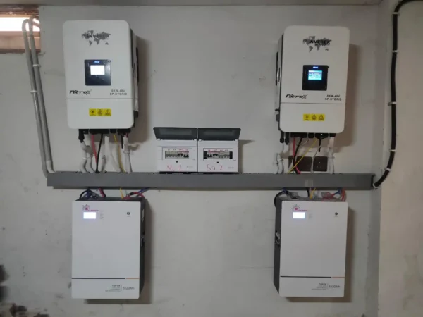 2 tigfox batteries installed with nitrox 8kw inverter